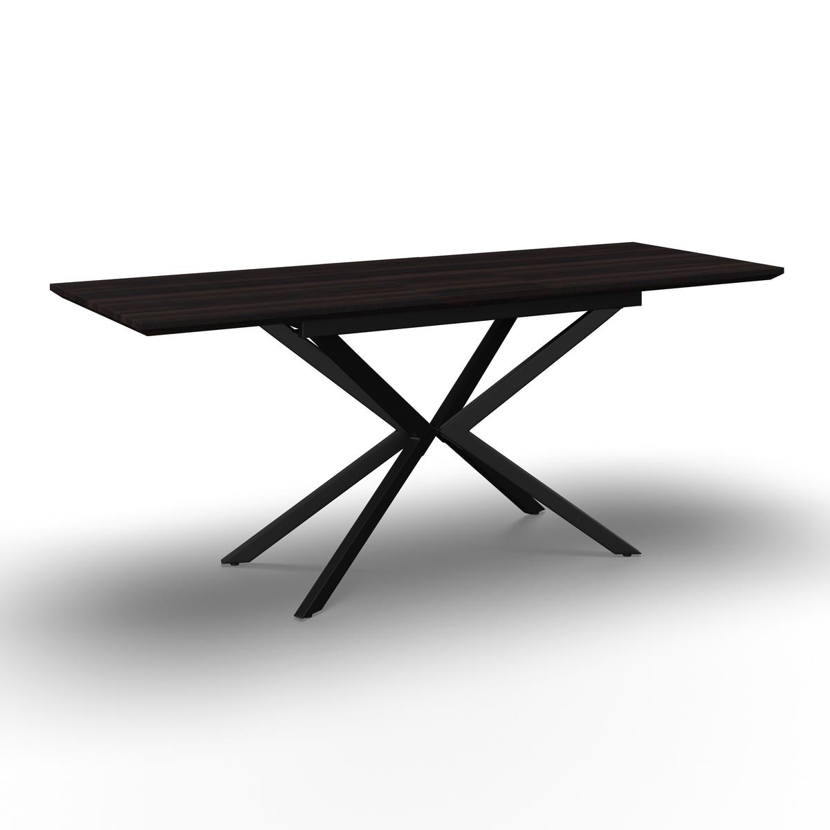 Esstisch ausziehbar Aki Walnussfarben MDF - Walnussfarben/Schwarz, MODERN, Holzwerkstoff/Metall (140-180/76/80cm) - Bessagi Home