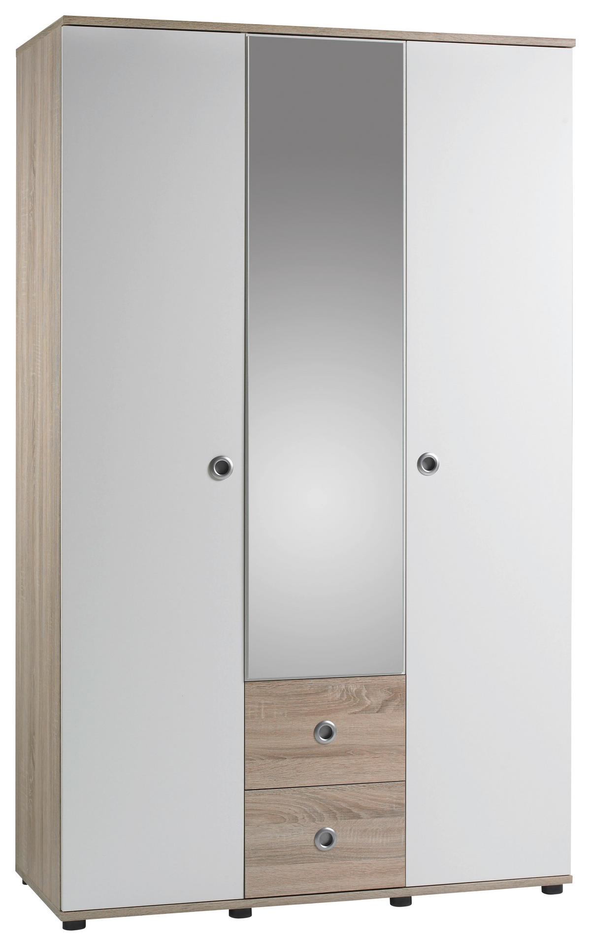 Kombinirana Omara Wiki, Bela, Barva Hrasta - bela/barve aluminija, Konvencionalno, umetna masa/steklo (115/190/52cm)