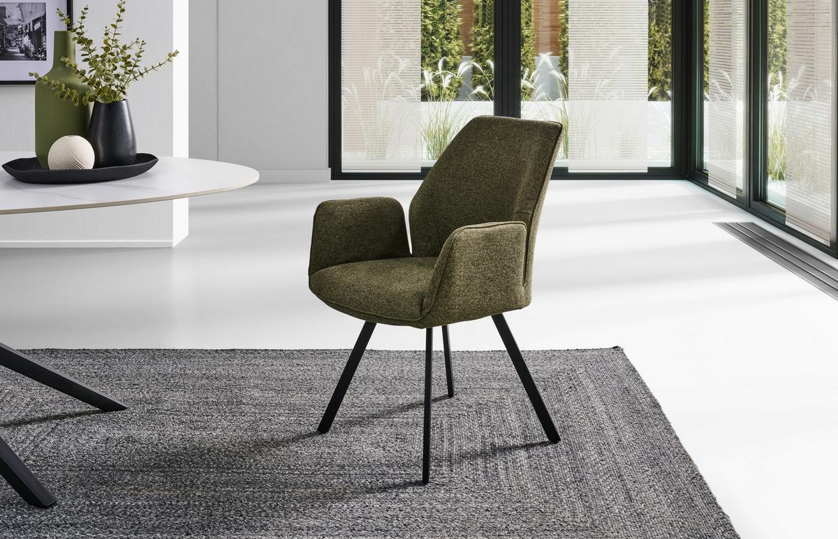 KRZESŁO Z PODŁOKIETNIKAMI DALIA - zielony/czarny, Lifestyle, metal/tkanina (59/88/62.5cm) - MID.YOU