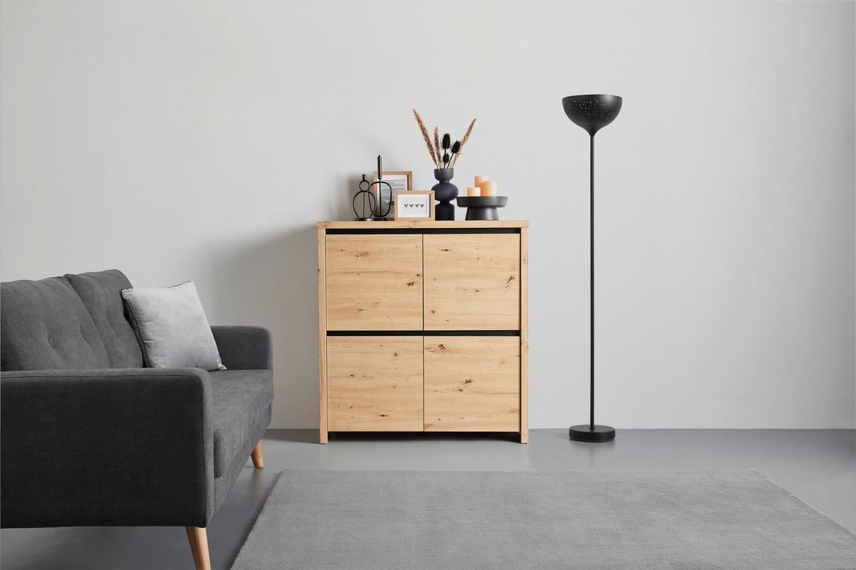 Kommode in Eichefarben - Schwarz/Eiche Artisan, MODERN, Holzwerkstoff (105/112/40cm) - Mömax