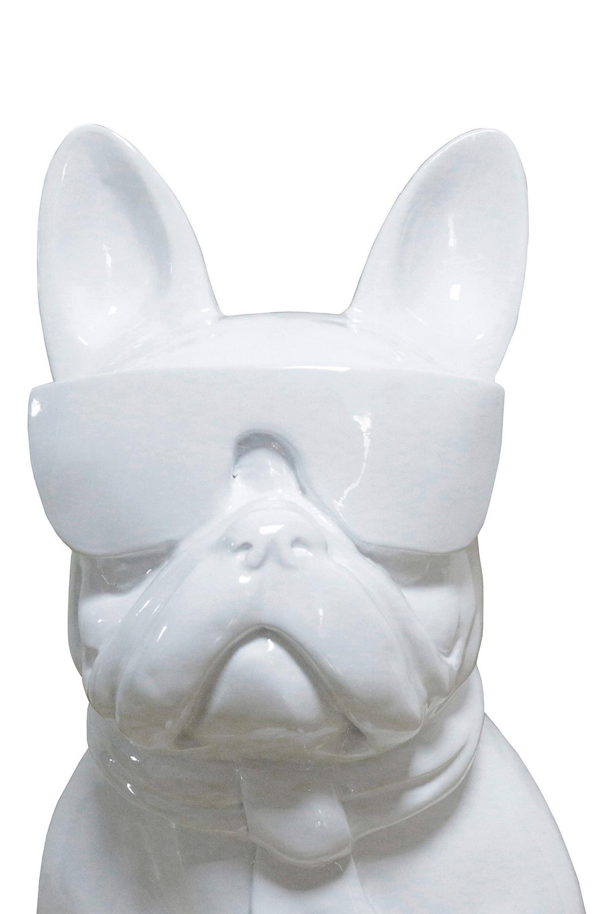 Skulptur Bulldog - Weiss, Trend, Naturmaterialien/Stein (27/37/19cm) - Kayoom