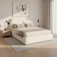 Polsterbett Embrace Elfenbein ca. 160x200 cm - Elfenbein/Eichefarben, MODERN, Holz/Kunststoff (160/200cm) - Bessagi Home