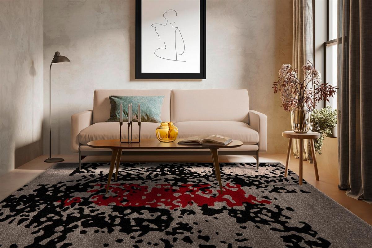 TEPPICH NAILA 300 SCHWARZ / ROT - Rot/Schwarz, Konventionell, Textil (80/150cm) - Kayoom