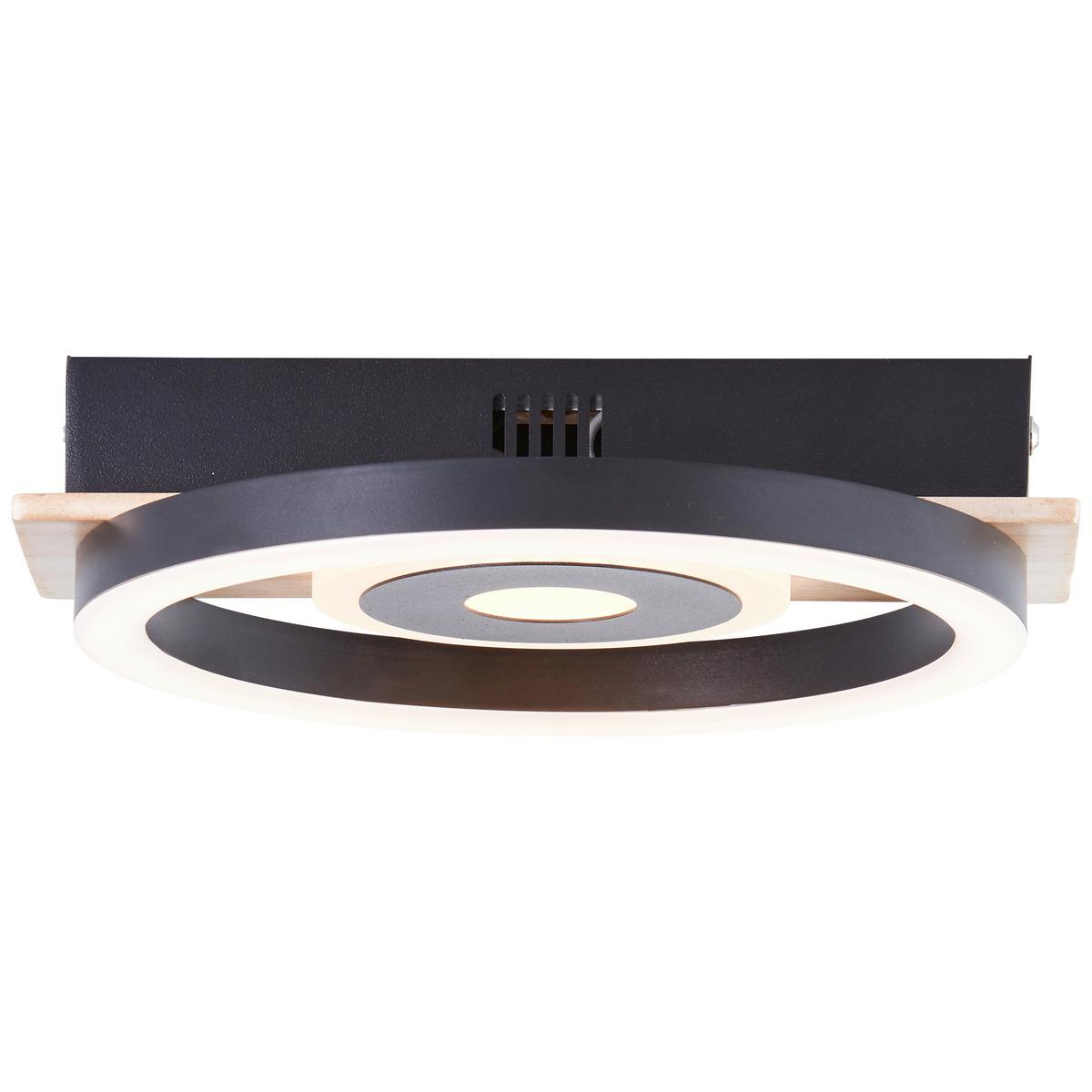 LED-Deckenleuchte Maureen Schwarz/Hellbraun max. 12 Watt - Hellbraun/Schwarz, Basics, Holz/Kunststoff (5,5/22/20cm) - Brilliant