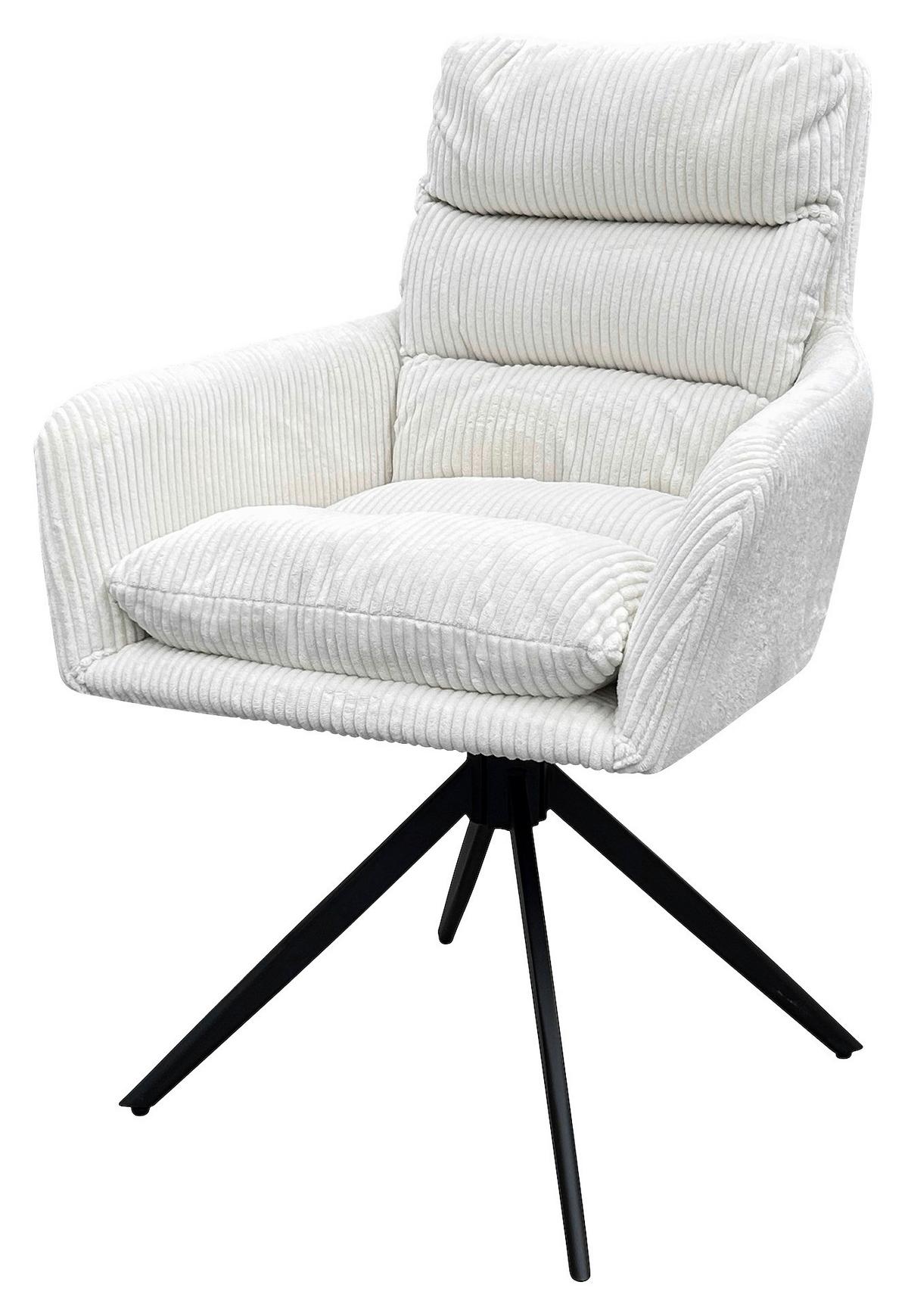 Armlehnstuhl-Set Pura 2er-Set Weiß - Schwarz/Weiß, Design, Textil/Metall (58/88/64cm) - MID.YOU