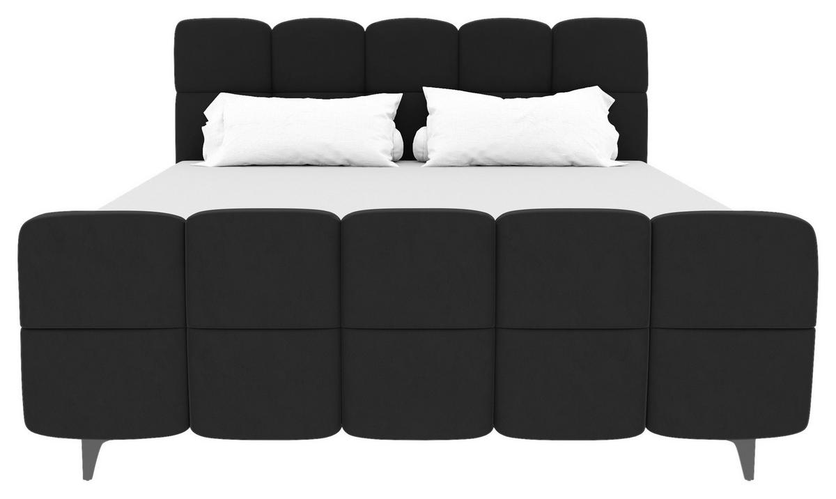 Boxbett Mona Schwarz ca. 140x200cm - Schwarz, KONVENTIONELL, Kunststoff/Textil (140/200cm) - Mömax