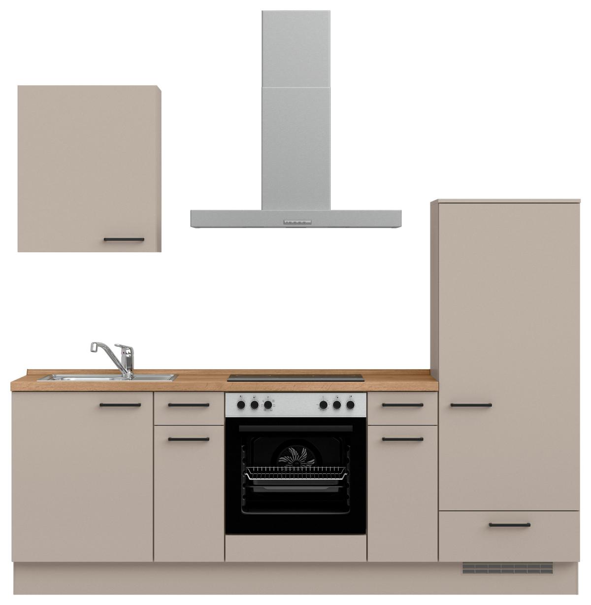 Küchenleerblock Easytouch Low o. Geräte Sandfarben - Sandfarben/Eichefarben, MODERN, Holzwerkstoff/Metall (240cm) - Nobilia