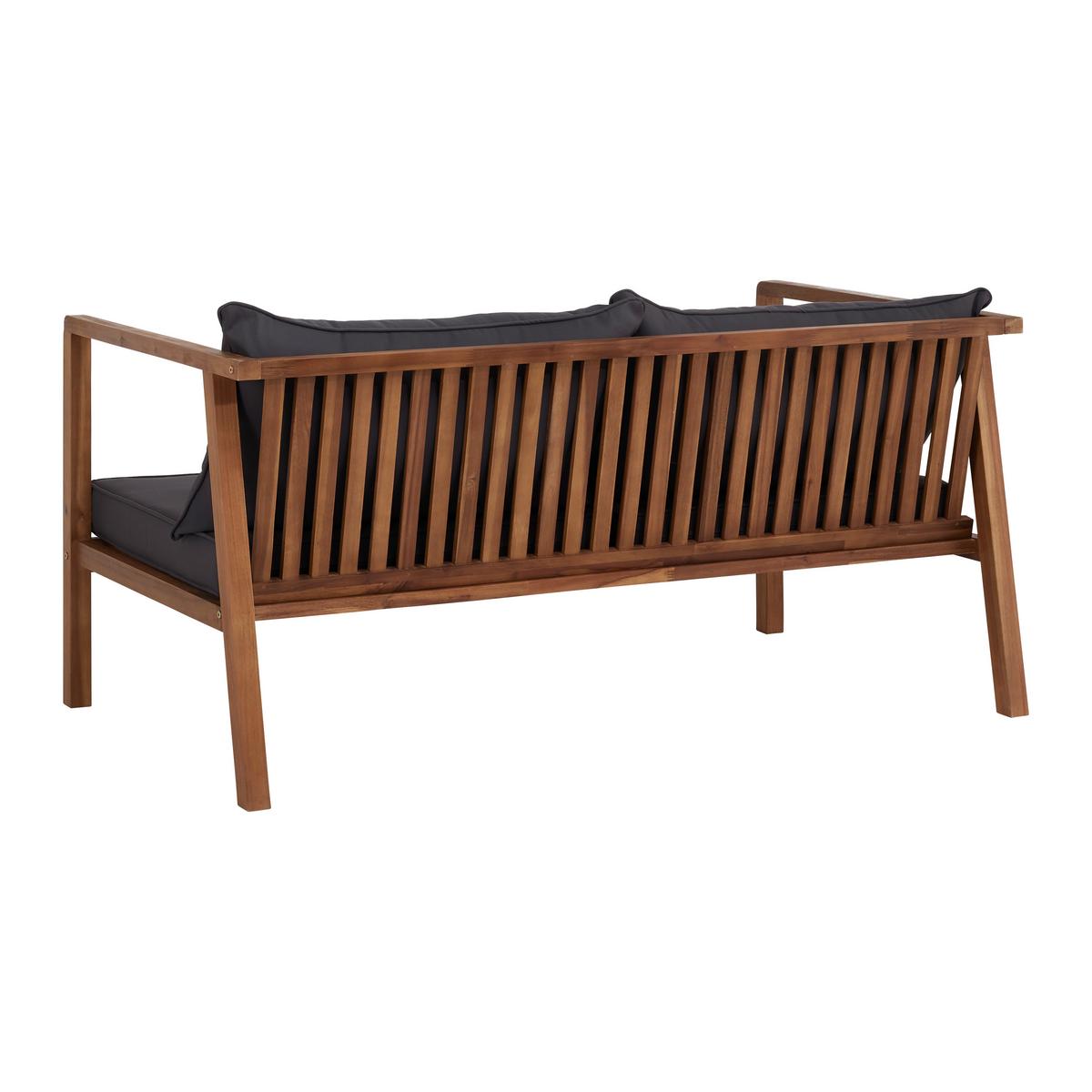 Loungegarnitur Pia Dunkelgrau Akazie/Outdoorstoff - Grau/Akaziefarben, MODERN, Holz/Textil (150/70/79cm) - Bessagi Garden
