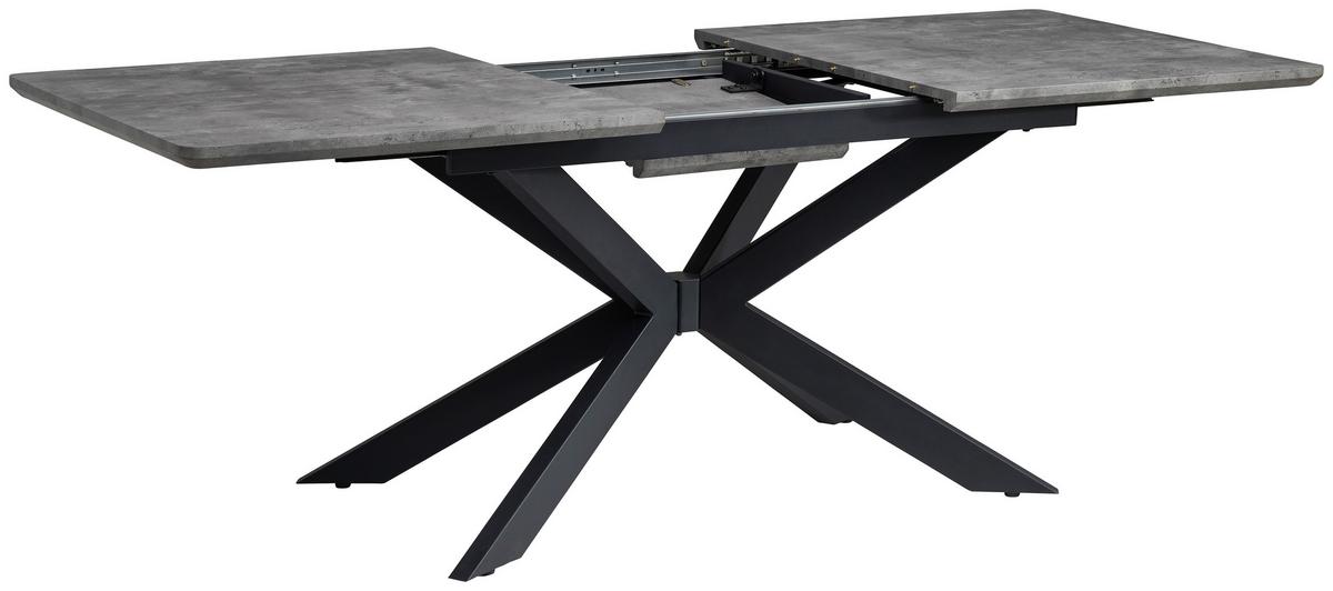 Jedilna Miza Leif, Videz Betona, 160-200x90 Cm - siva/črna, Konvencionalno, kovina/leseni material (160-200/90/76cm) - MID.YOU