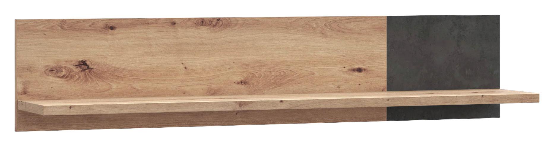 Stenska Polica Raven, Barva Hrasta, Temno Siva - temno siva/hrast artisan, Design, leseni material (120/25/23cm) - Carryhome