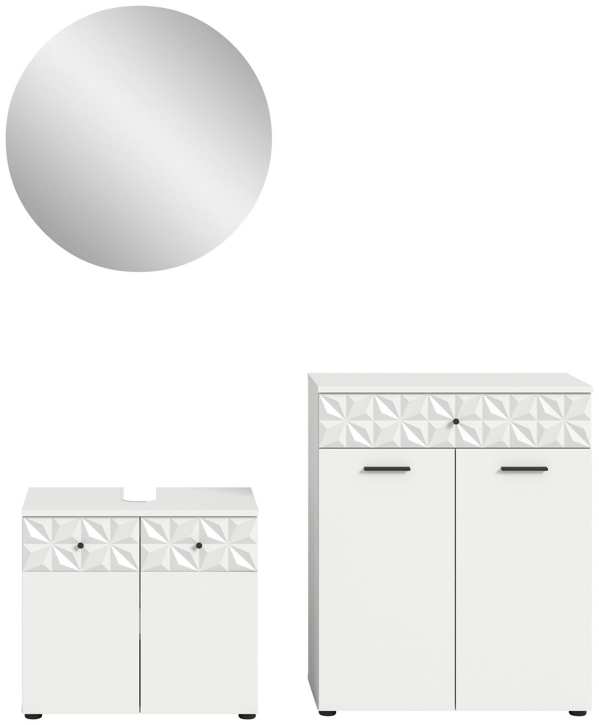 Kopalnica Prisma, Bela, 3-Delni Set - črna/bela, Moderno, kovina/umetna masa (130cm) - MID.YOU