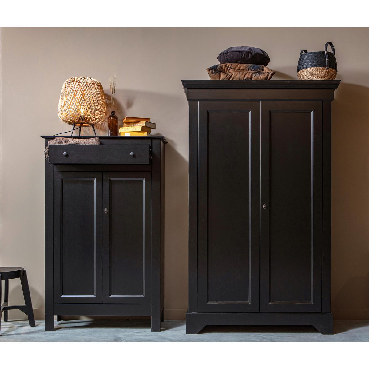 Schrank Isabel Schwarz - Schwarz, Design, Holz/Metall (118/191/47cm) - Livetastic