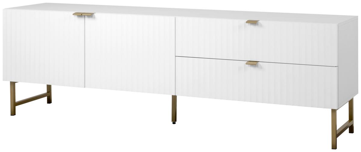 KOMODA NISKA EDINBURGH 57A - biały/kolor złoty, Design, materiał drewnopochodny/tworzywo sztuczne (179/61/41cm) - MID.YOU