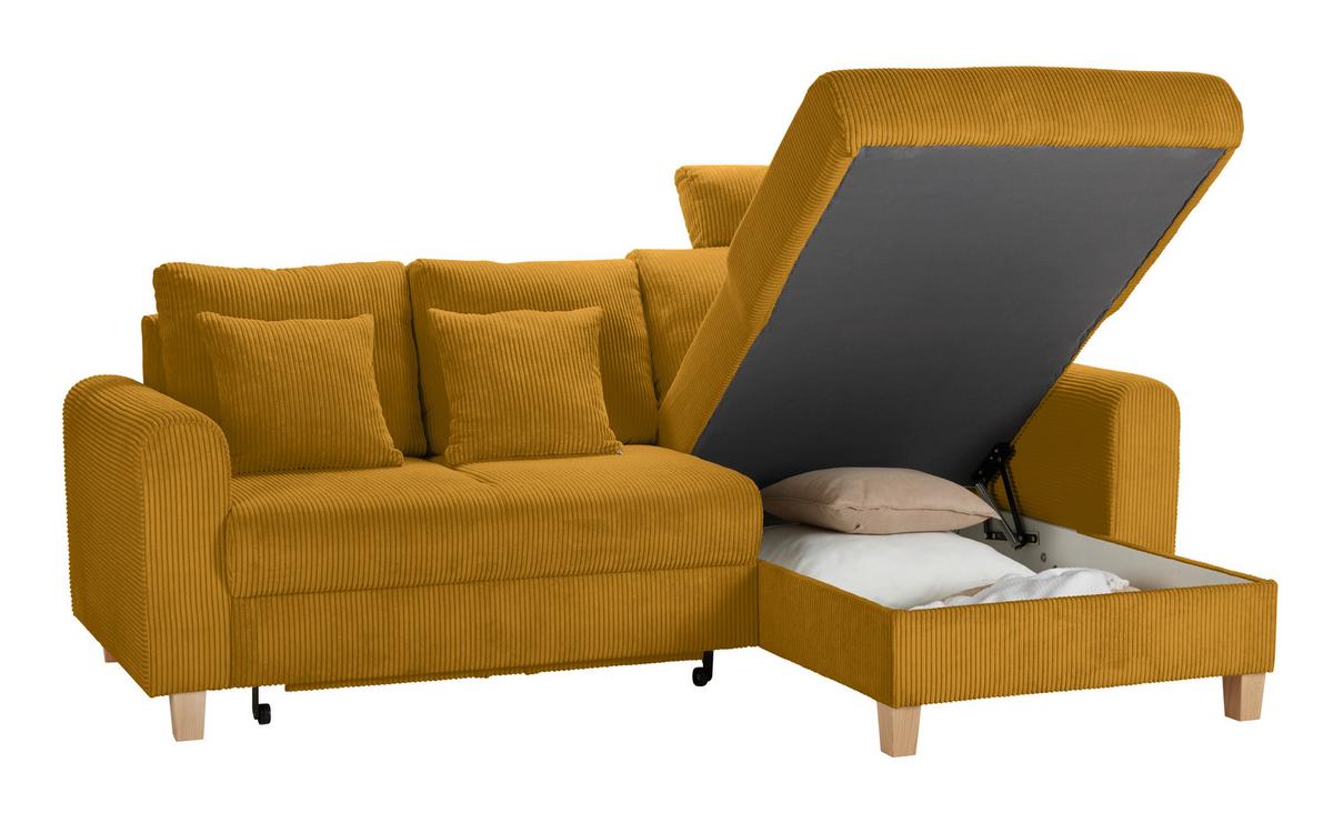 Kutna Garnitura Lille - svijetlo smeđa/curry žuta, Moderno, tekstil/drvo (232/110/156cm) - Best Price