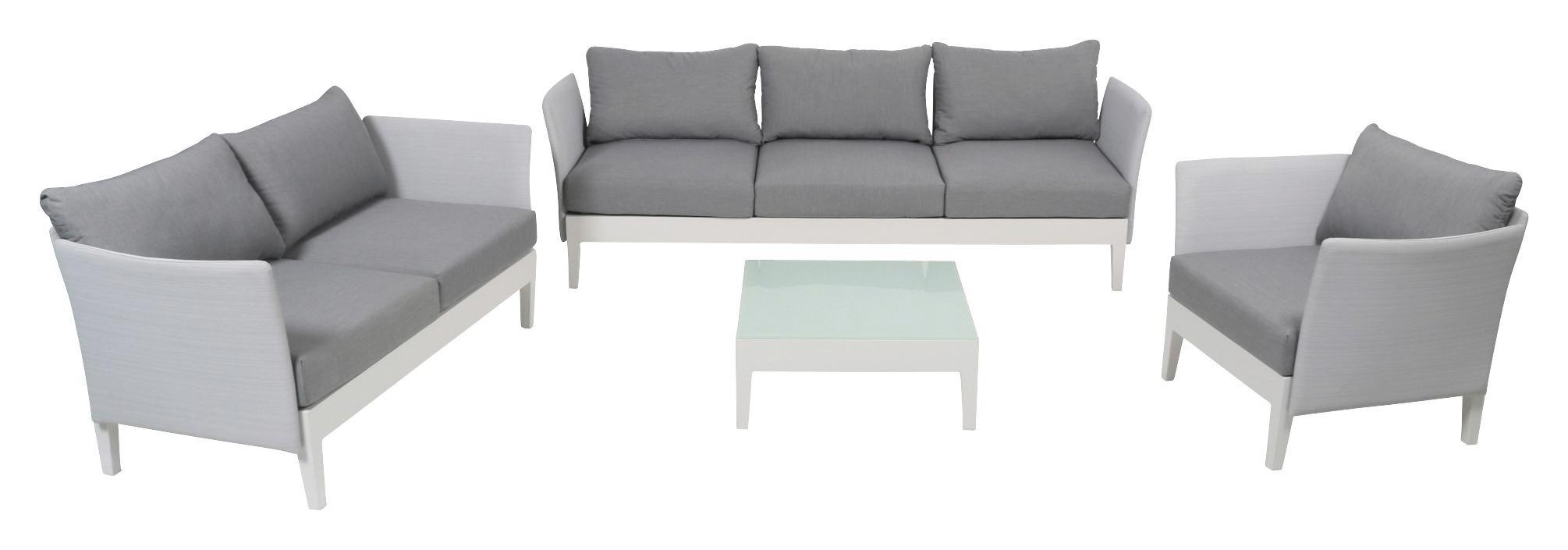 LOUNGEGARNITUR MEMPHIS - Weiß/Grau, Design, Glas/Textil - Ambia Garden