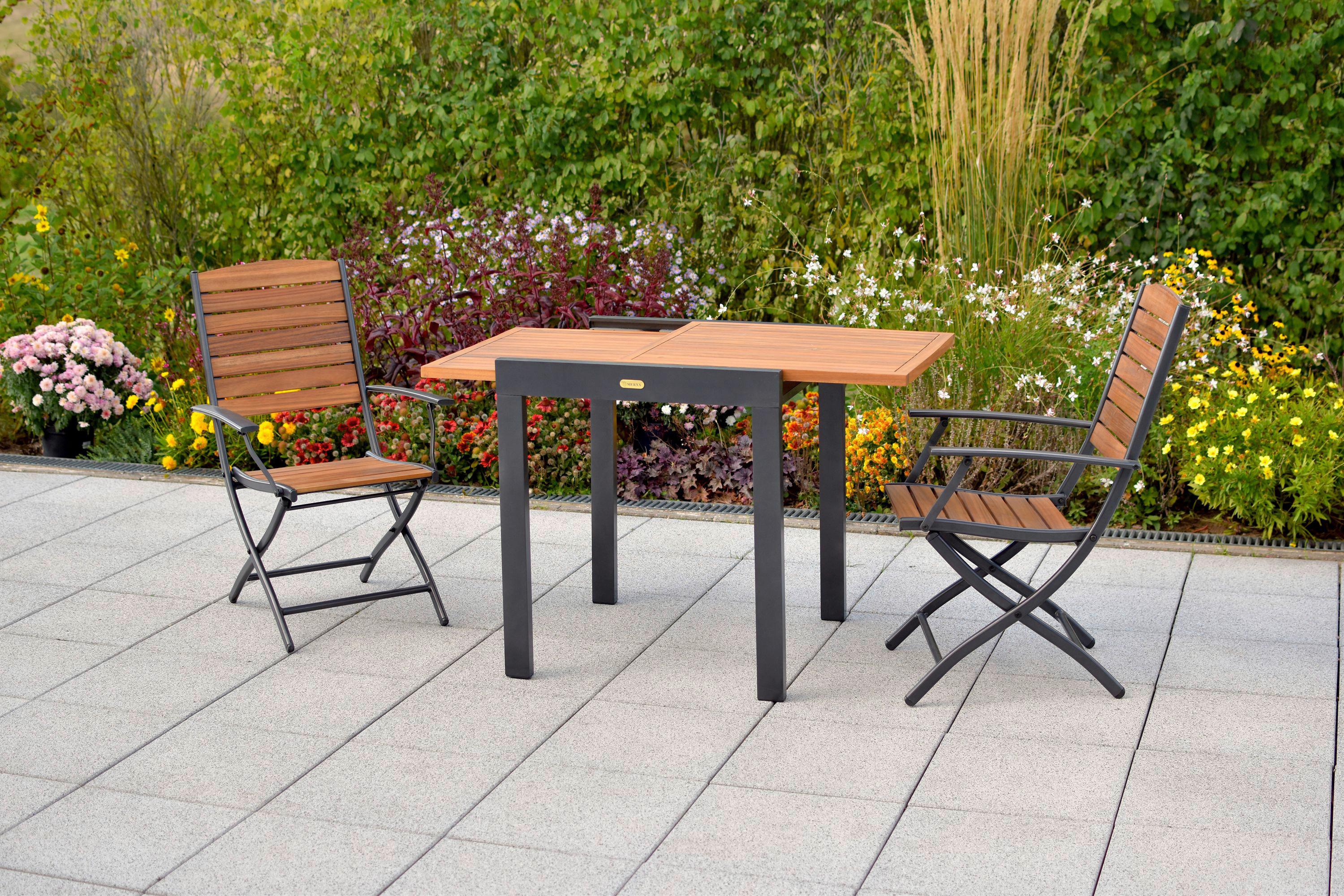 Balkonset "Santorini" SANTORIN - Graphitfarben/Naturfarben, MODERN, Holz/Metall - Gardenson