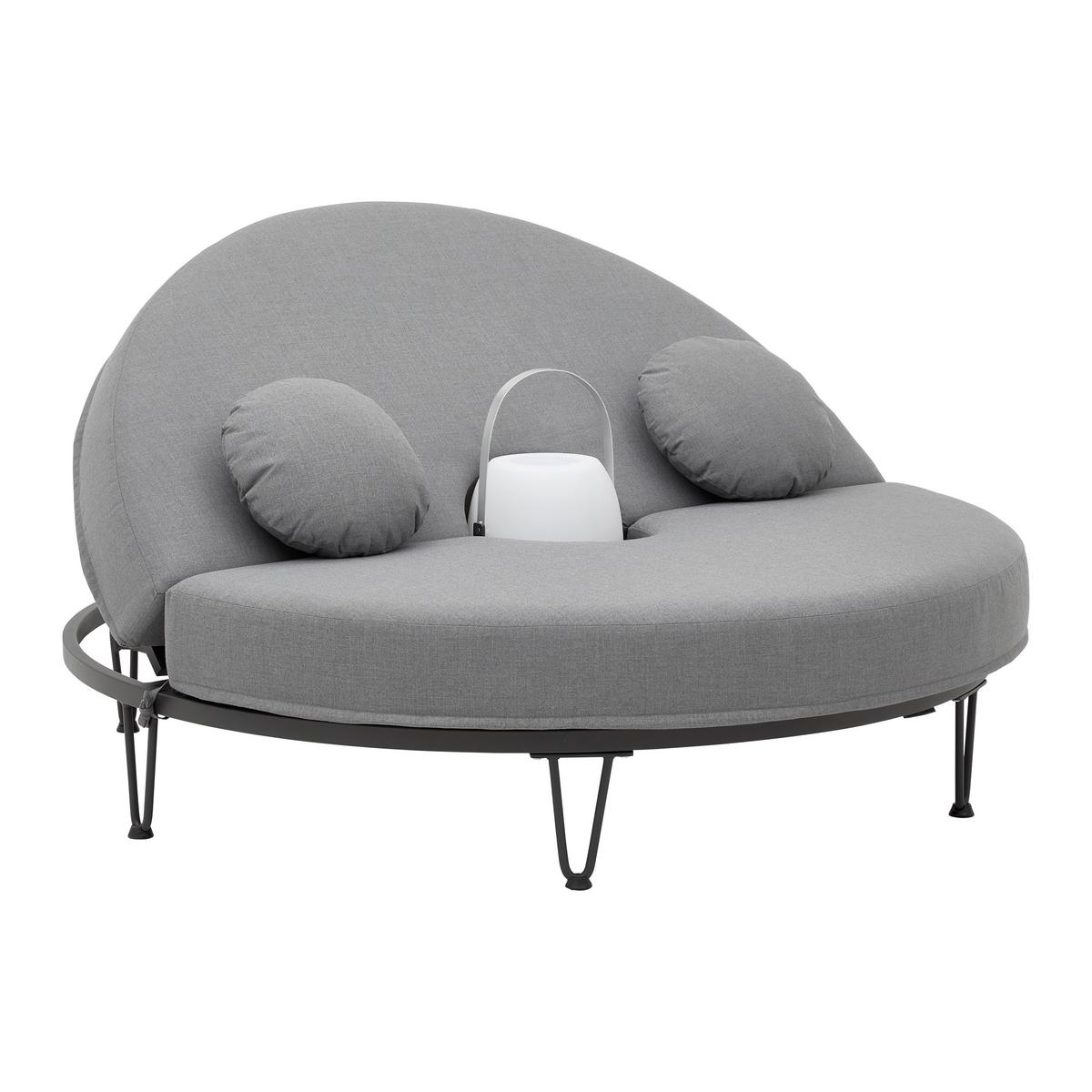 Sonneninsel "Evelina", Outdoorgewebe,inkl LED-Leuchte - Dunkelgrau, Modern, Textil/Metall (130/66cm) - Bessagi Garden