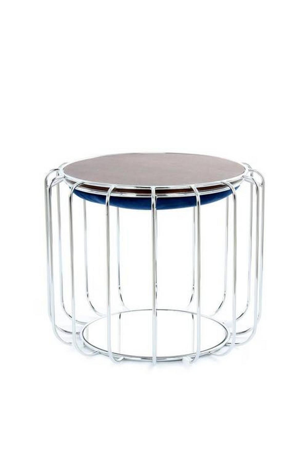 BEISTELLTISCH 4DPRB - Silberfarben/Dunkelblau, Basics, Glas/Holzwerkstoff (50/50/45cm) - Kayoom