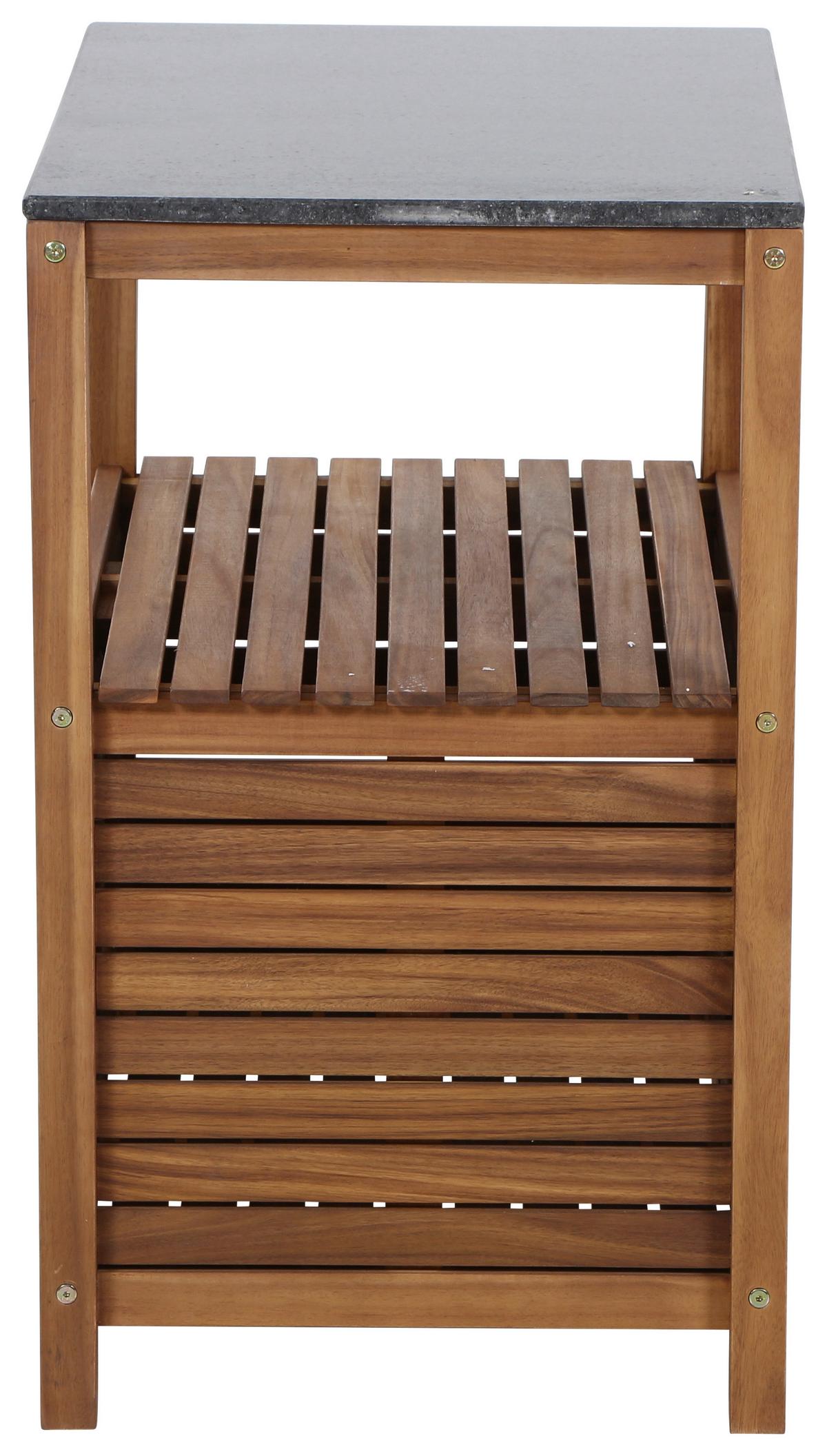 OUTDOORKÜCHE L19599 - Schwarz/Akaziefarben, MODERN, Holz/Stein (75/87/52cm) - Siena Garden