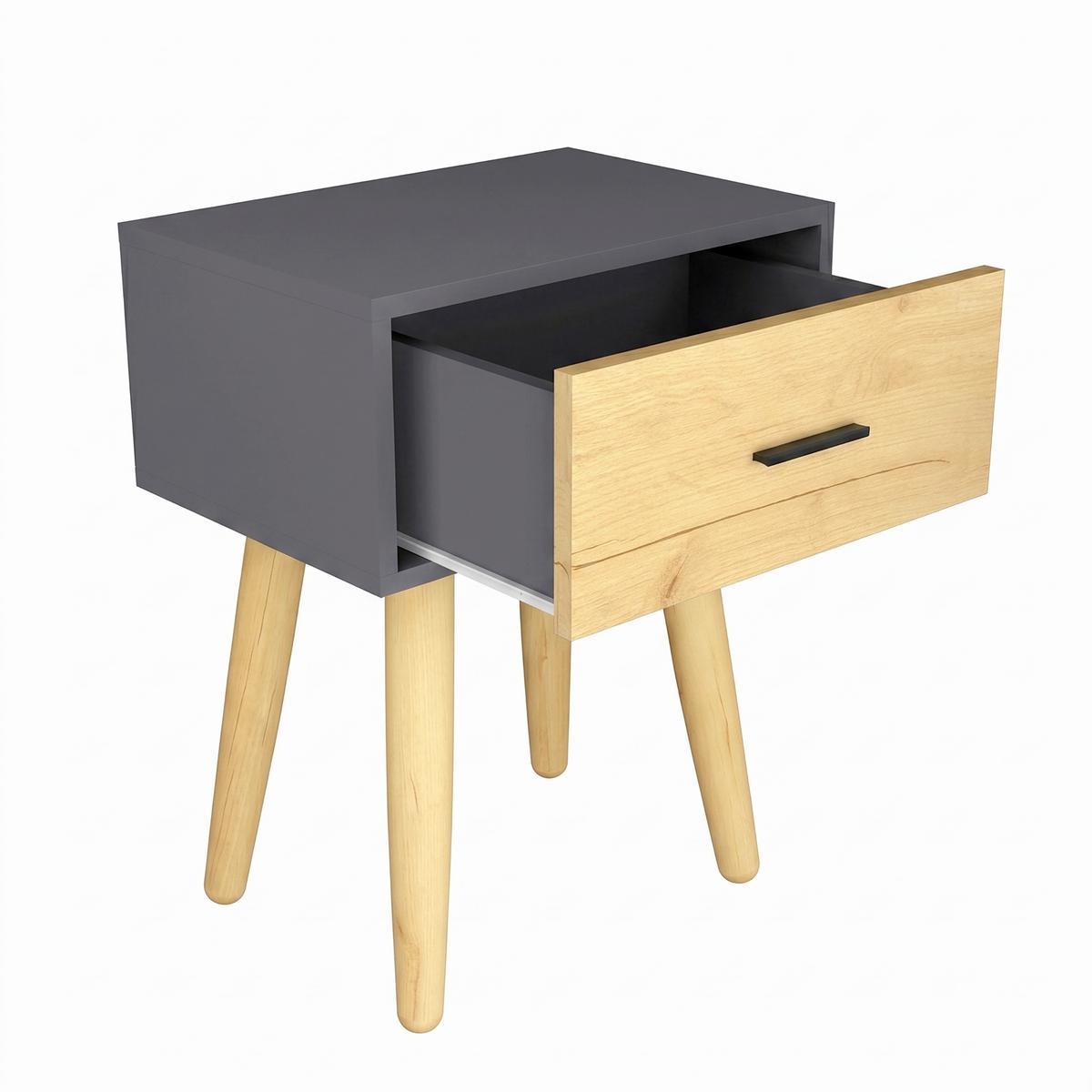 Nachttisch Singol "l" - Honigeiche/Anthrazit, Modern, Holzwerkstoff/Metall (45/56/30cm) - Livetastic