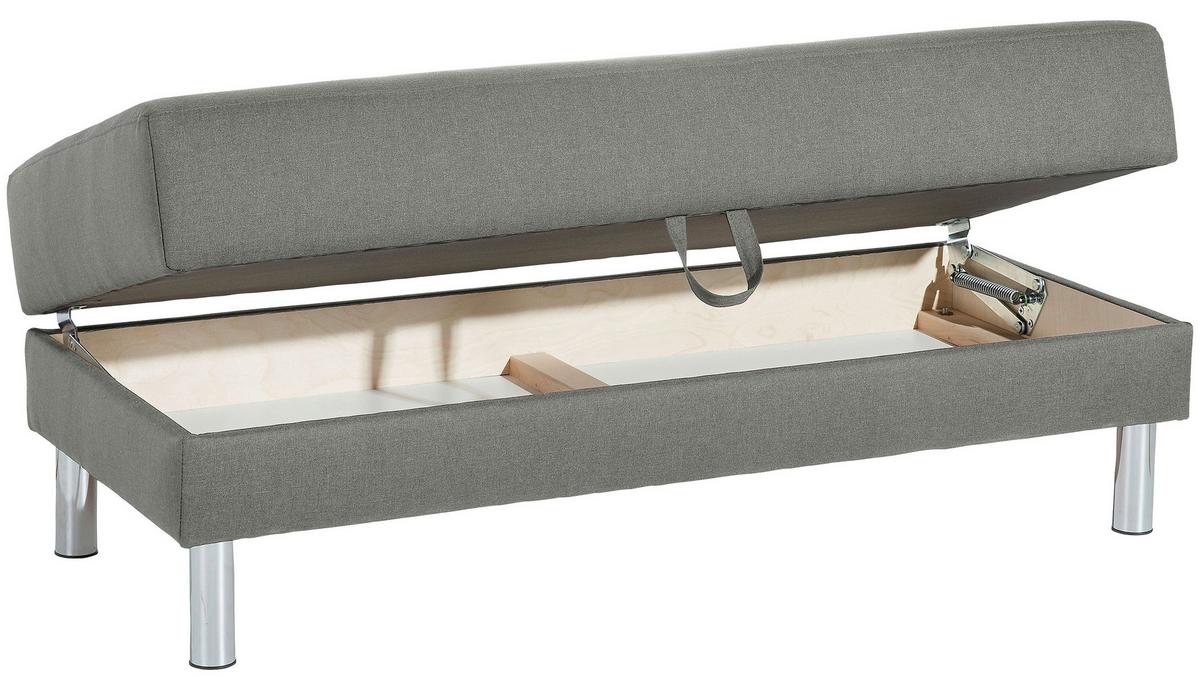 ECKSCHLAFSOFA JUST FASHION - Chromfarben/Hellgrau, KONVENTIONELL, Textil/Metall (152/230cm) - Max Winzer