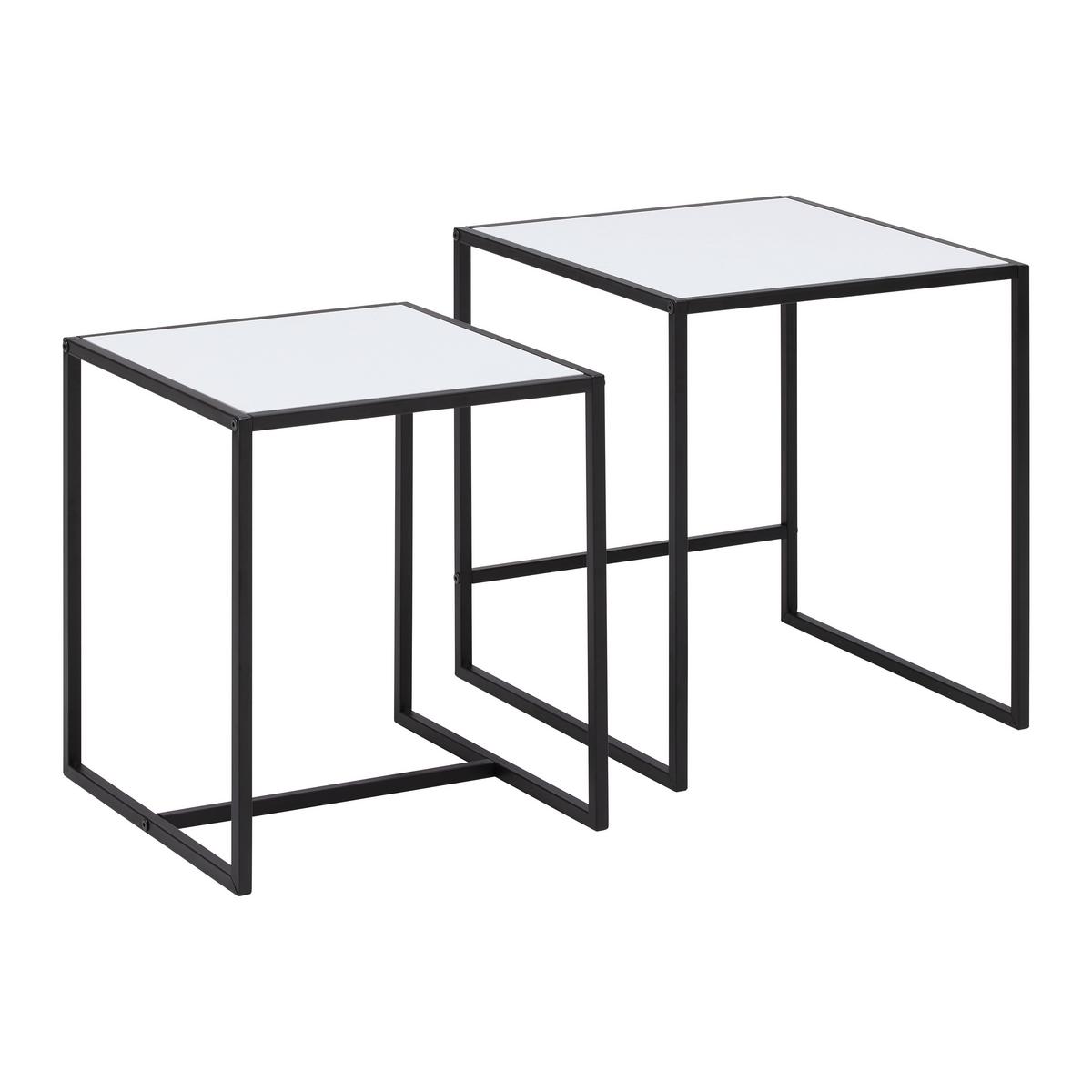Beistelltischset Tobi Weiß/Schwarz, 2er Set - Schwarz/Weiß, MODERN, Holzwerkstoff/Metall (40/45/45/50/40/45cm) - Mömax