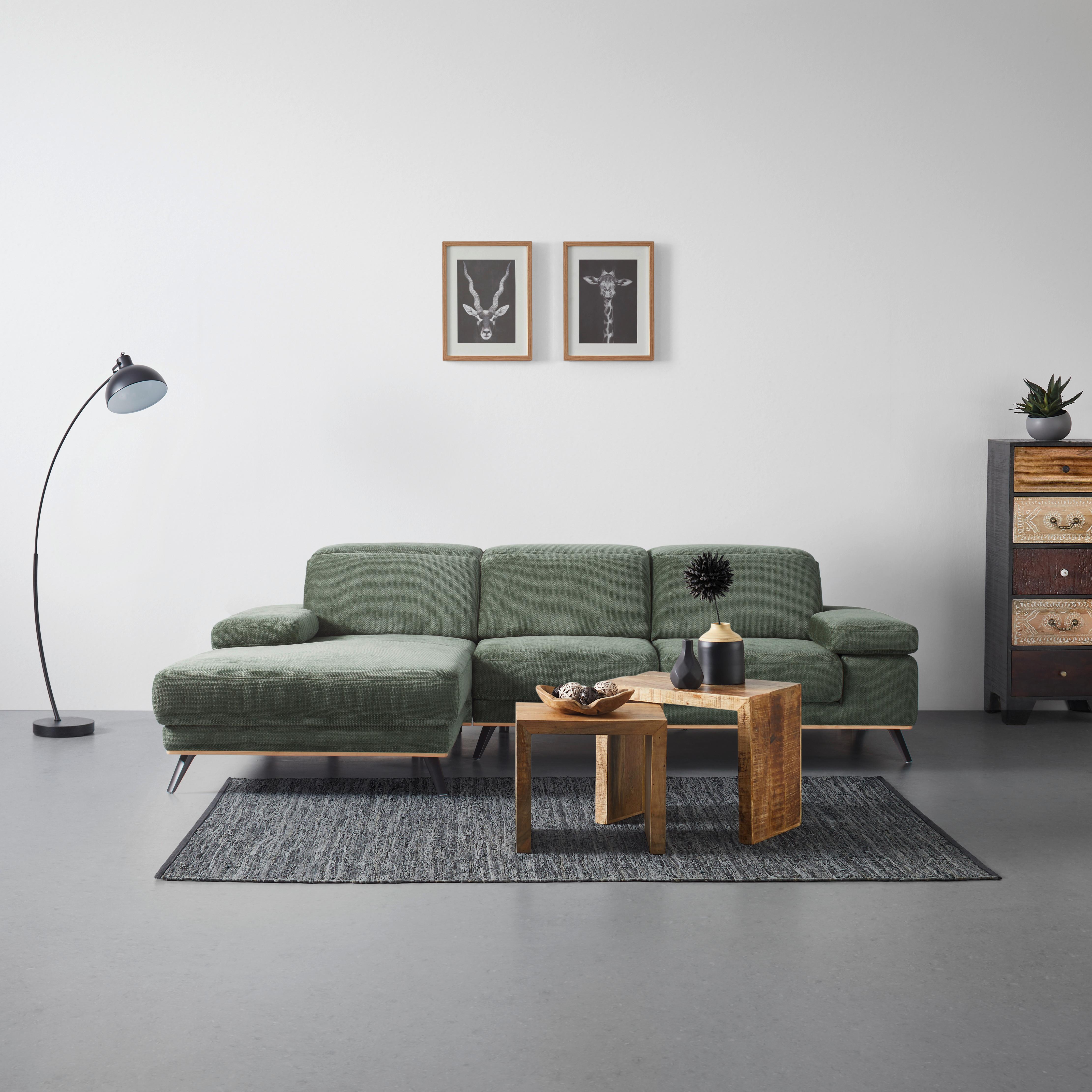 Sarokkanapé Royce - olívazöld, Modern, textil (194/81-105/283cm) - Premium Living