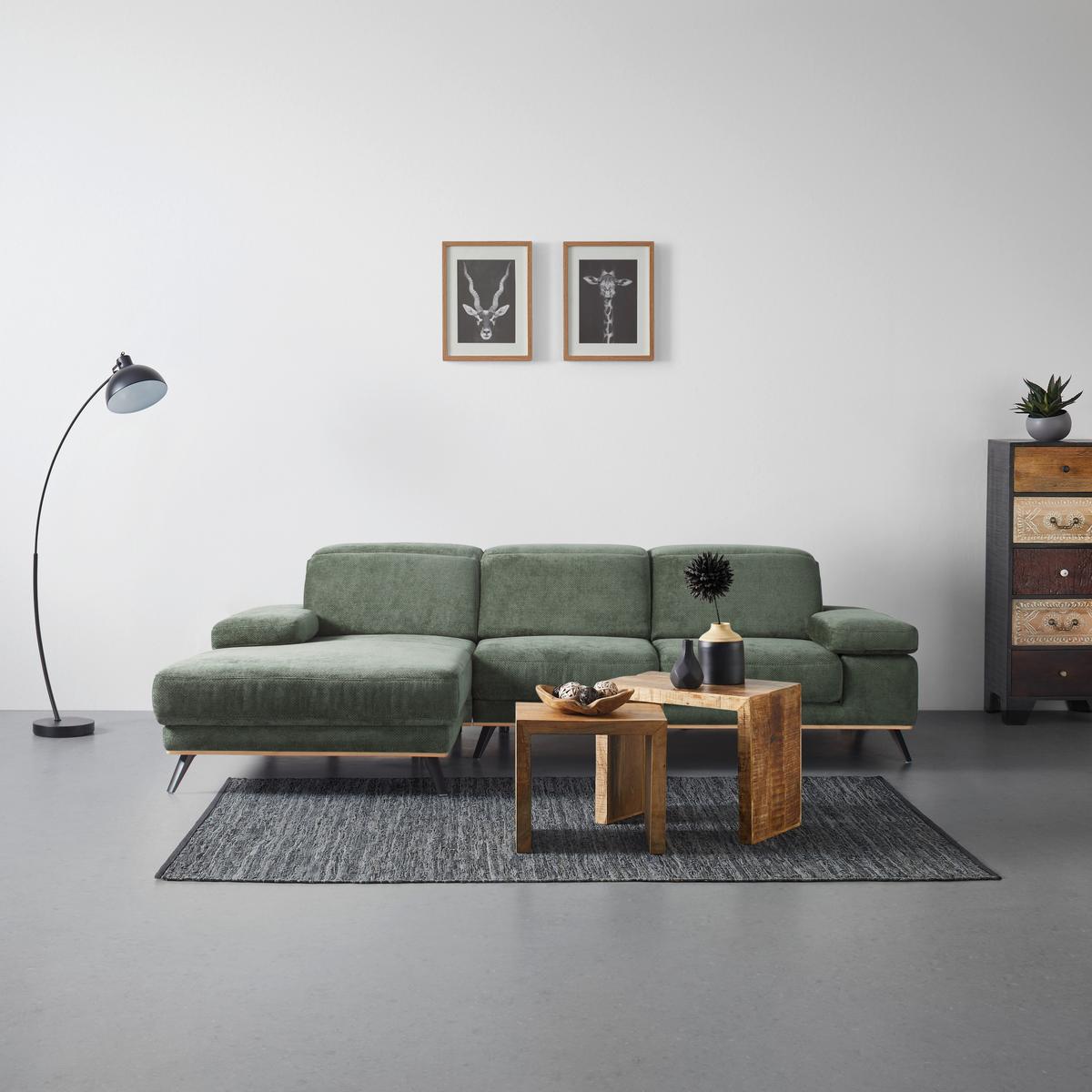Sarokkanapé Royce - olívazöld, Modern, textil (194/81-105/283cm) - Premium Living