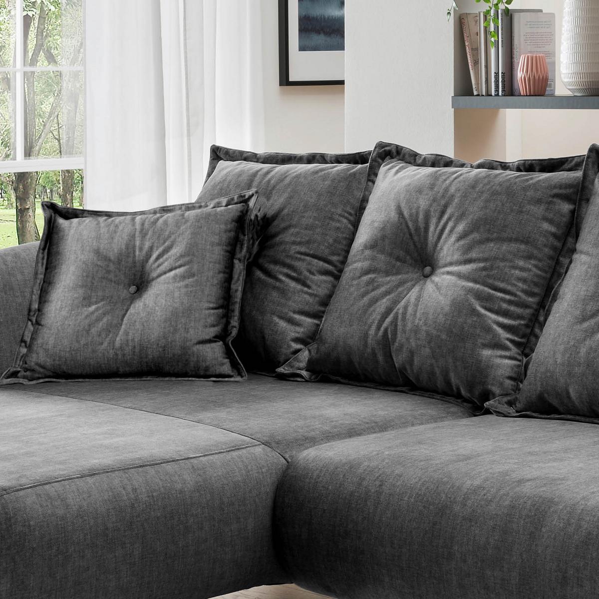 Wohnlandschaft Baggio Grau Velours - Buchefarben/Grau, MODERN, Holz/Textil (162/277cm) - Livetastic