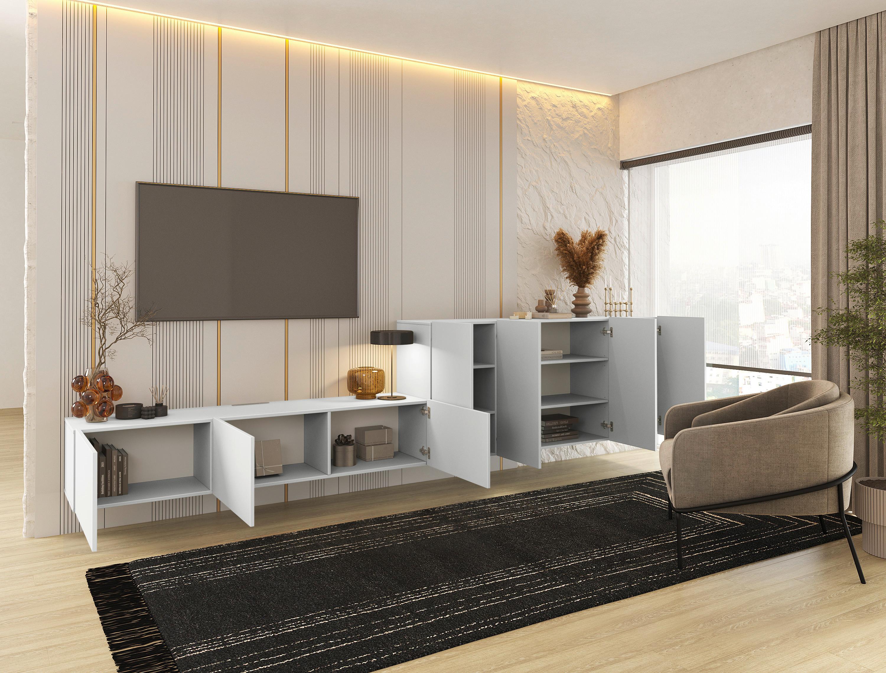 KOMODA NISKA NEWNIQ - biały, Design, materiał drewnopochodny (180/36,7/42cm) - Hom`in