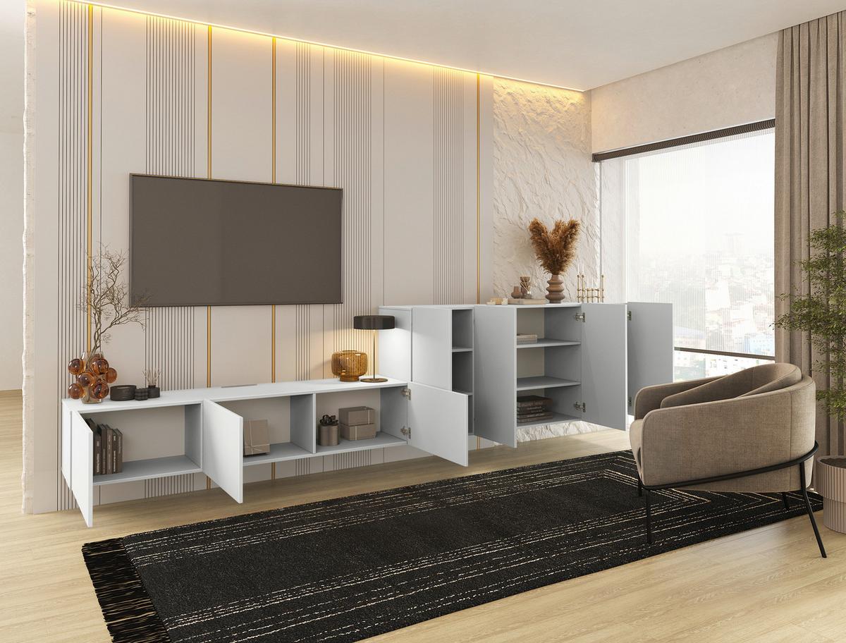 KOMODA NISKA NEWNIQ - biały, Design, materiał drewnopochodny (180/36,7/42cm) - Hom`in