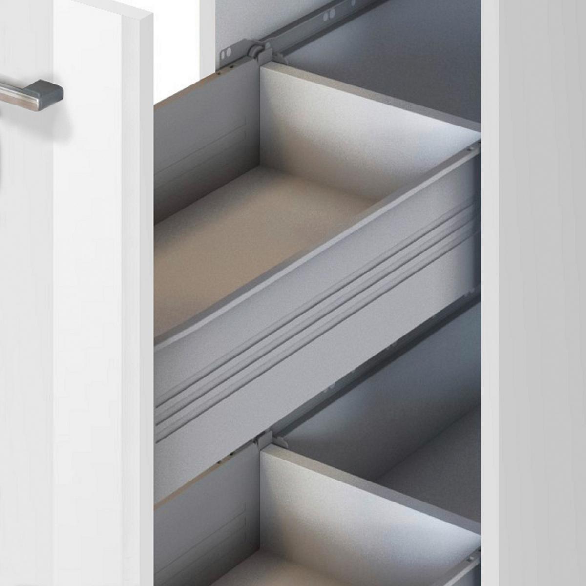 Küchenblock Mailand m. Geräten Weiß Hochglanz - Weiß Hochglanz/Silberfarben, MODERN, Holzwerkstoff/Metall (330cm) - Held