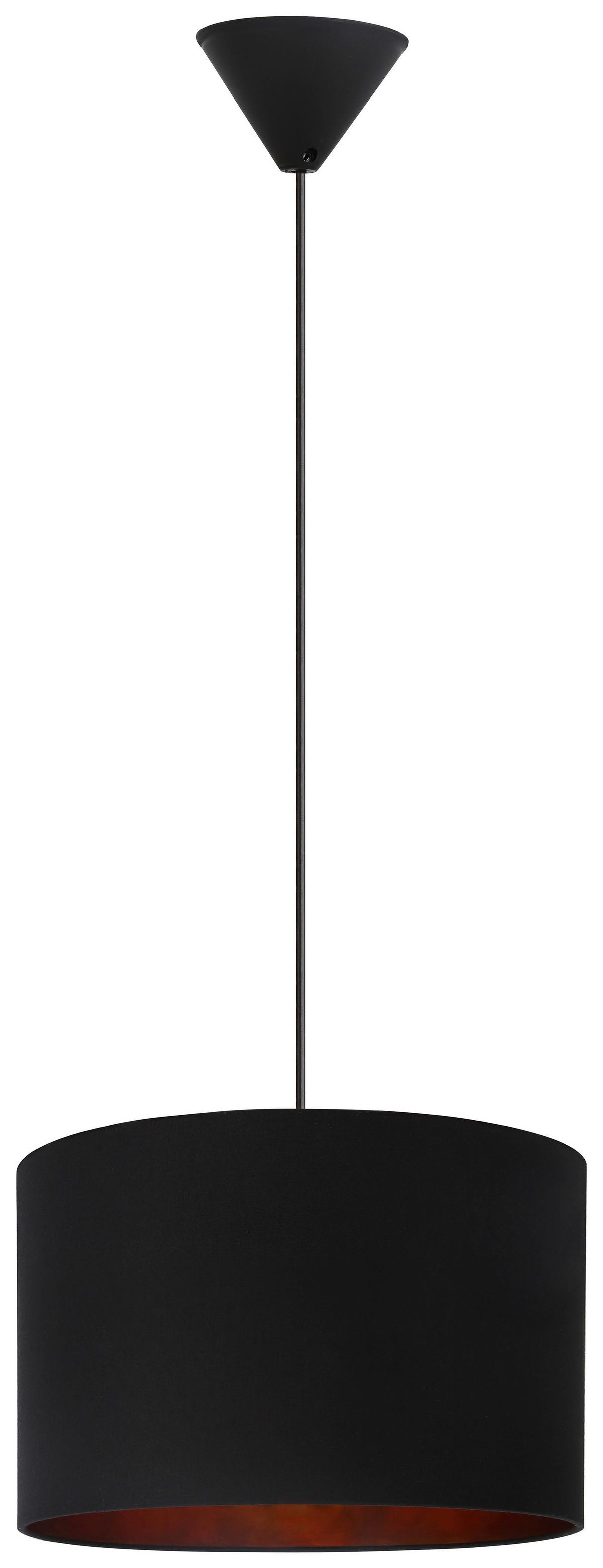 Függőlámpa Goldi - fekete/aranyszínű, Modern, textil/fém (30/120cm) - Mömax