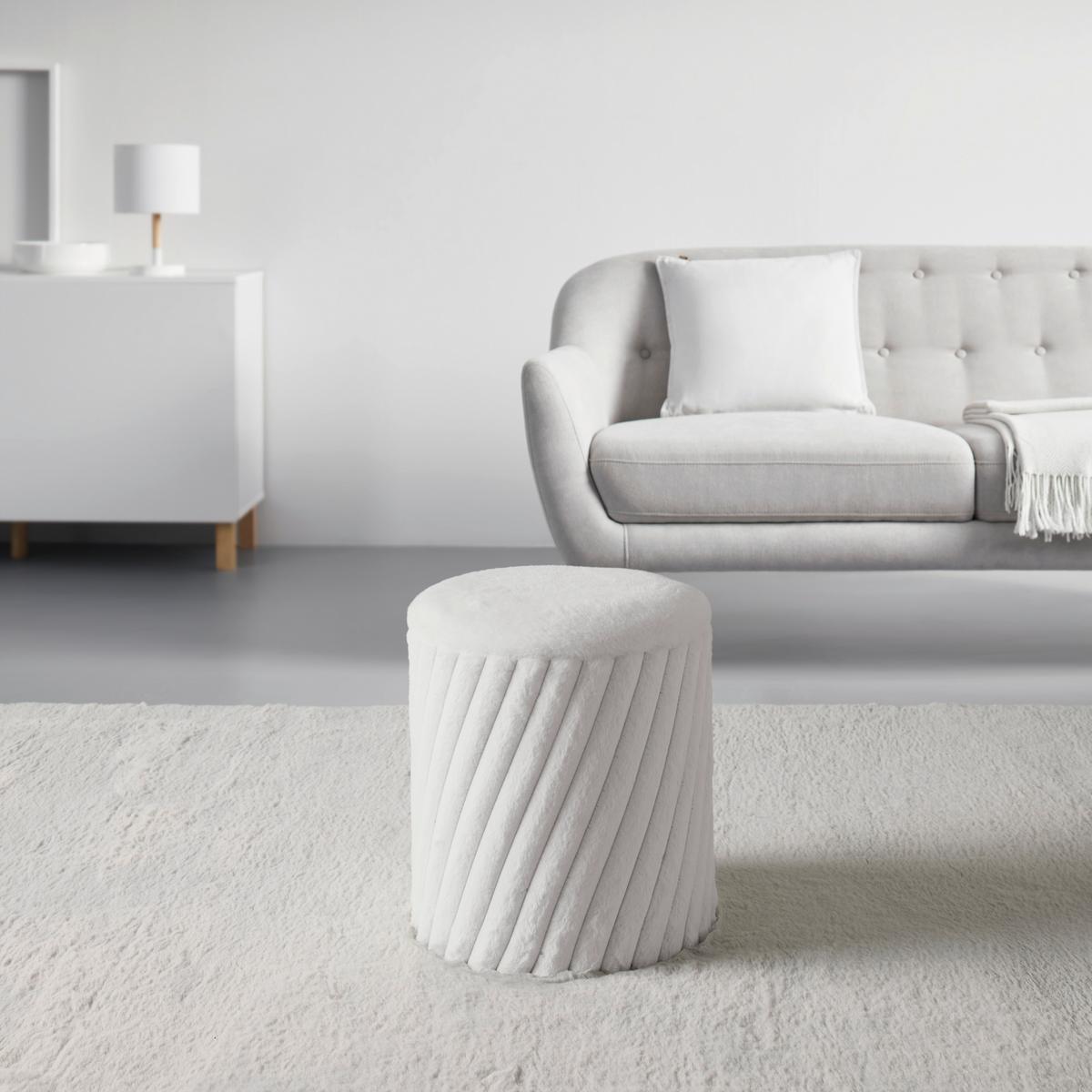 Hocker Cady Weiß - Weiß, ROMANTIK / LANDHAUS, Holzwerkstoff/Textil (37/40/37cm) - Mömax