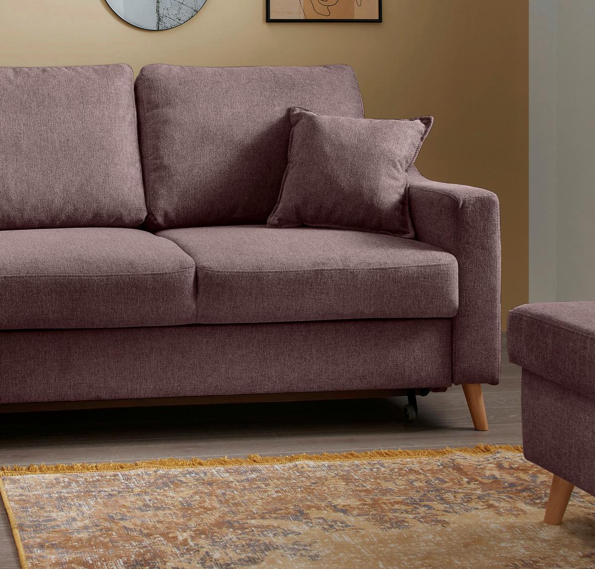 Wohnlandschaft Valentina Bordeaux Struktur - Bordeaux/Naturfarben, KONVENTIONELL, Holz/Textil (200/230cm) - P & B
