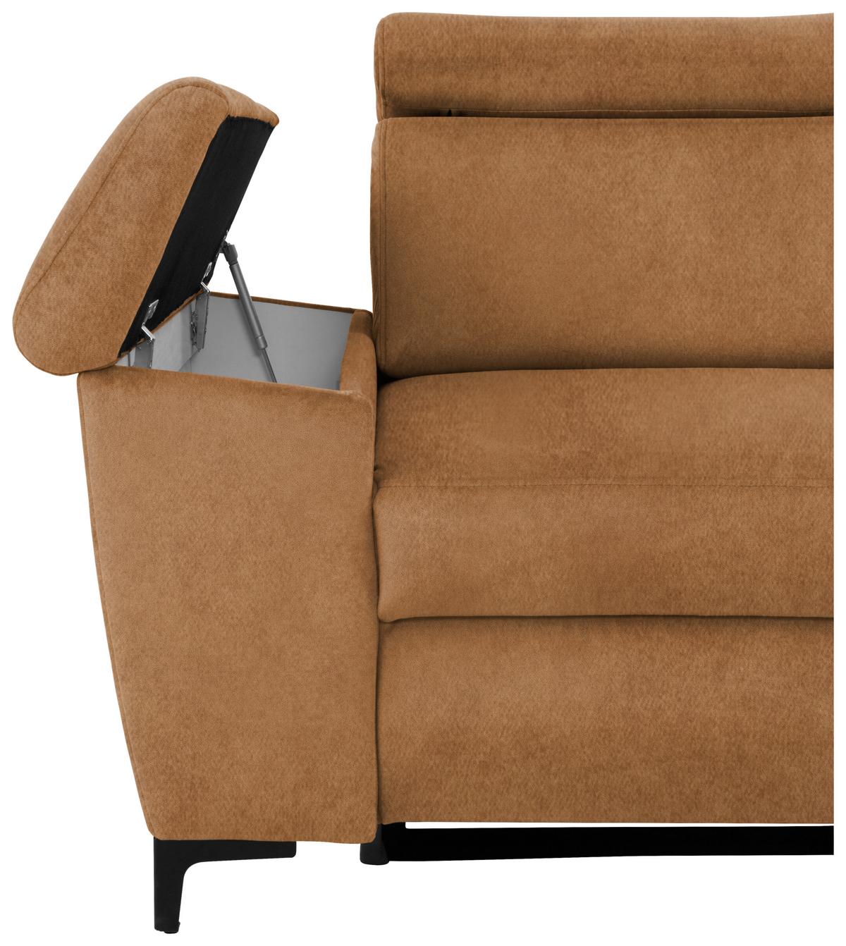 Sedežna Garnitura Santi, Oranžna, Ležišče, Predal - črna/oranžna, Moderno, kovina/tekstil (258/176cm) - Modern Living