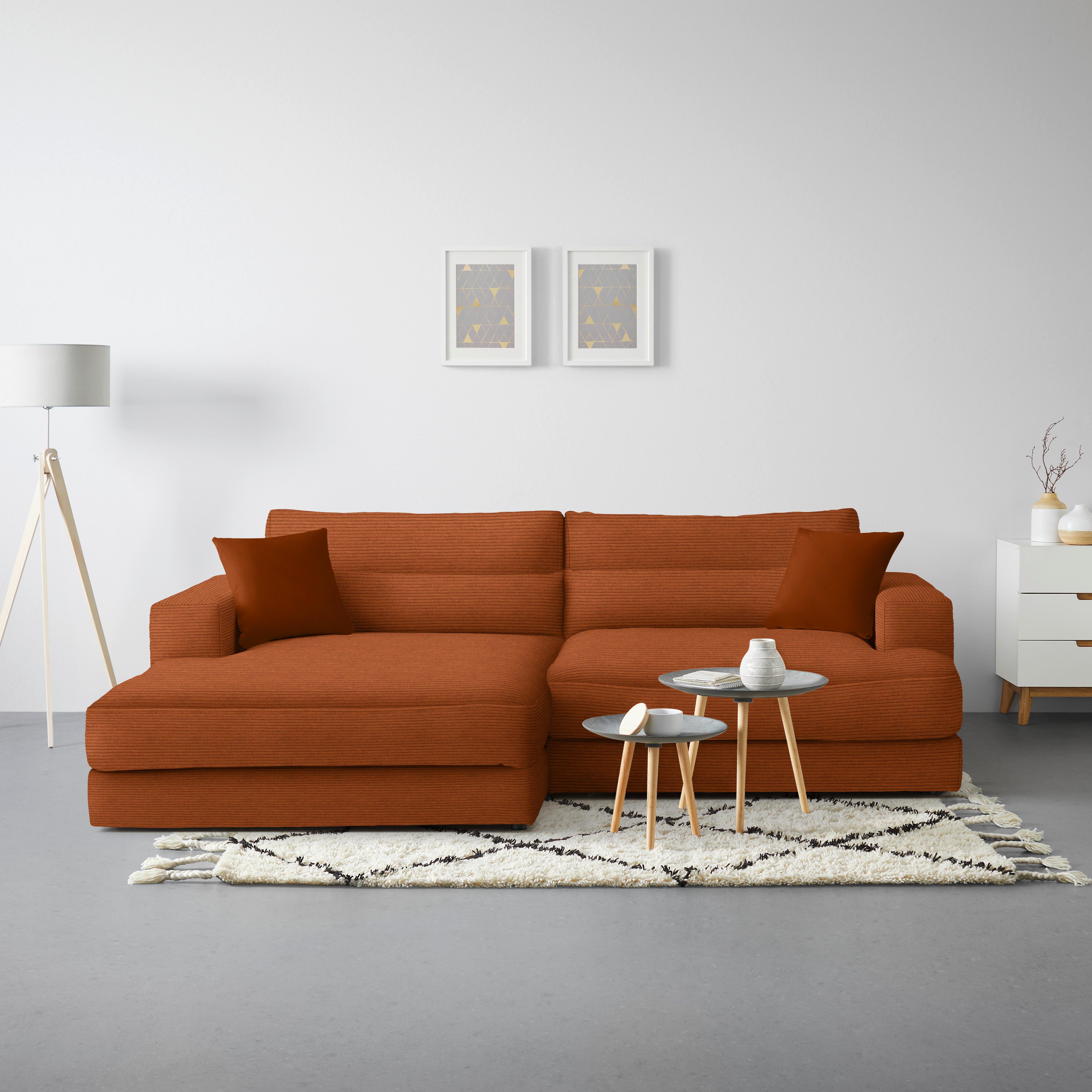 Ecksofa Fabiona links Rostfarben - Rostfarben/Schwarz, MODERN, Holz/Kunststoff (194/85/268cm) - Premium Living