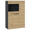 Vitrina Turino - hrast Artisan/crna, Trend, staklo/drvni materijal (86/130,8/39,9cm) - Modern Living