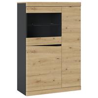 Vitrina Turino, Barva Hrasta, Antracit - črna/antracit, Trend, umetna masa/steklo (86/130,8/39,9cm) - Sony