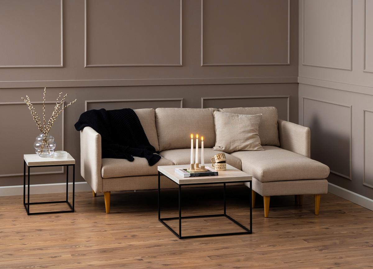 STOLIK BOCZNY BAROSSA - beżowy/czarny, Design, materiał drewnopochodny/metal (40/40/45cm) - Livetastic