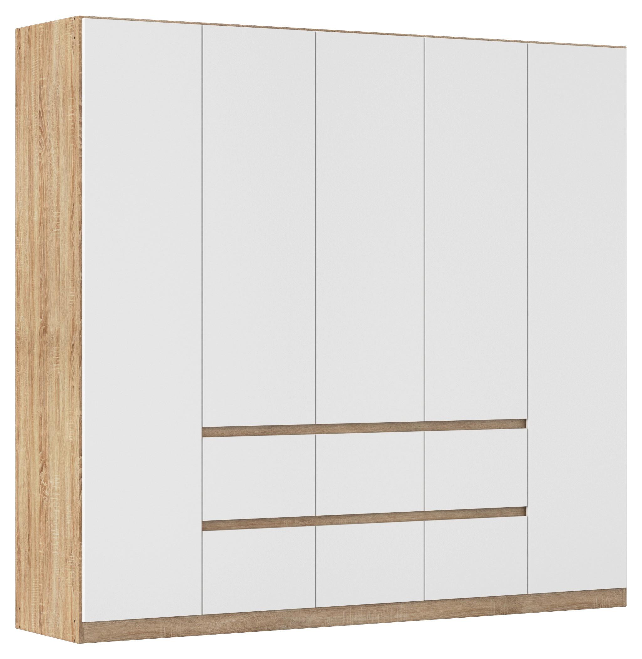 Dulap Usi Rotative Mainz 226/210/54 cm alb, culoare lemn stejar