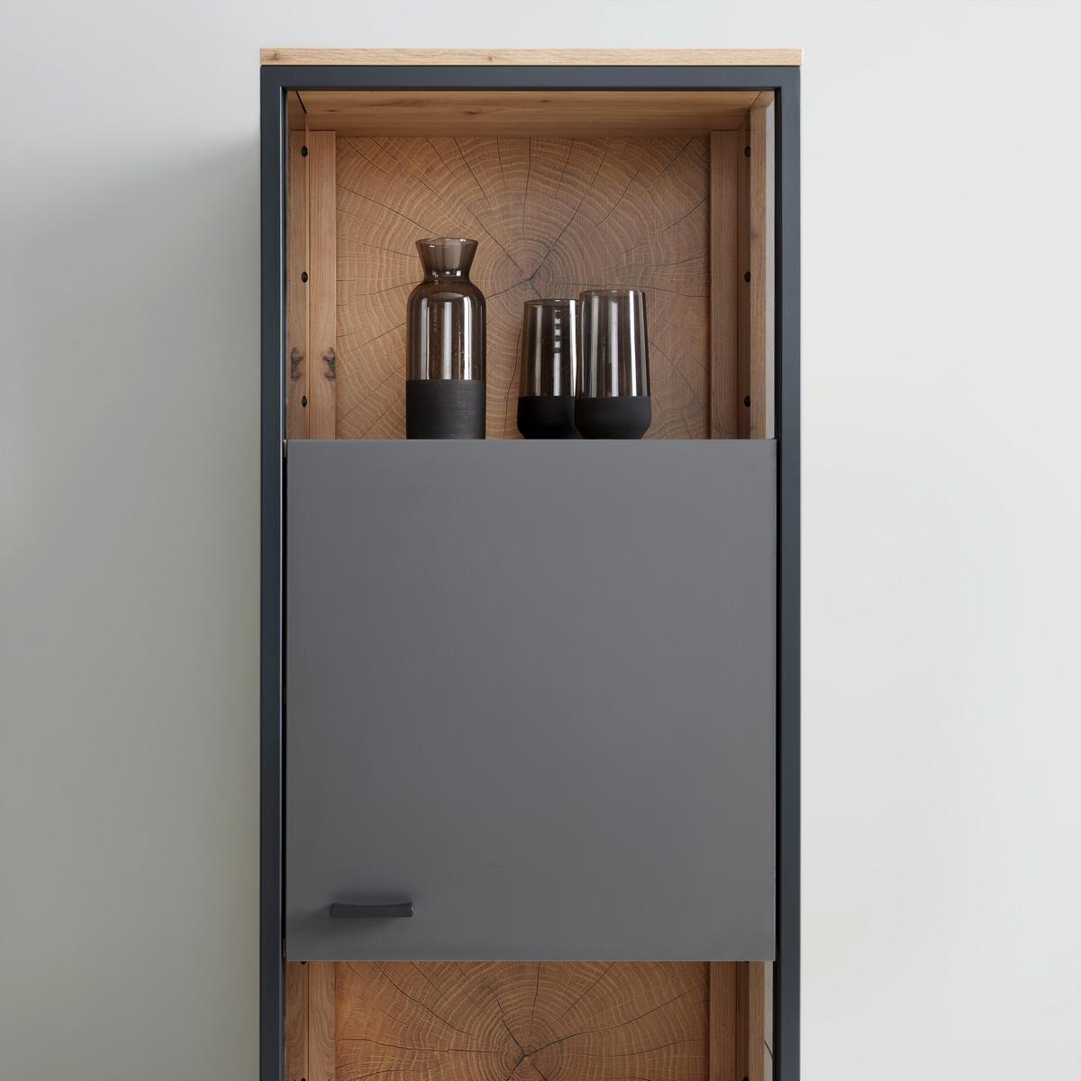 Hängevitrine Florenz Grau/Schwarz/Eiche Artisan - Schwarz/Eiche Artisan, MODERN, Holzwerkstoff/Metall (50/119,9/38cm) - Premium Living