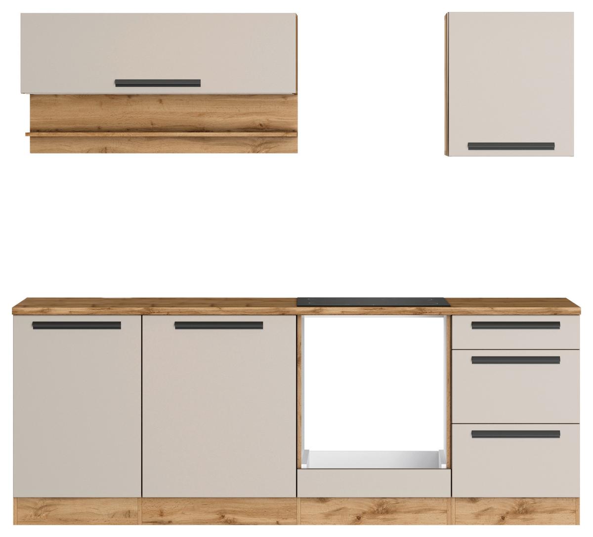 Küchenleerblock Aveiro o. Geräte Kaschmir - Kaschmir/Eiche Wotan, Trend, Holzwerkstoff/Metall (220cm) - Held