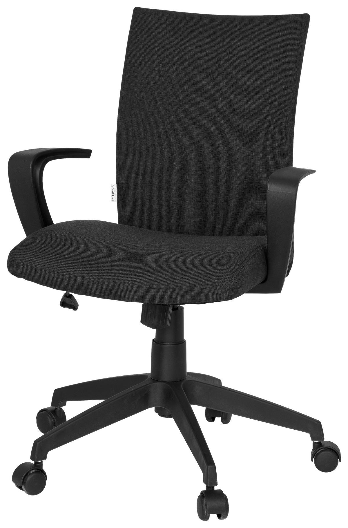 Drehstuhl Soft Schwarz ca. 54x104x44cm - Schwarz, MODERN, Kunststoff/Textil (54/104/44cm) - MID.YOU