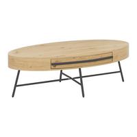 Couchtisch Emilia Eichefarben MDF mit Stauraum - Eichefarben/Schwarz, MODERN, Metall (120/60/40cm) - Bessagi Home