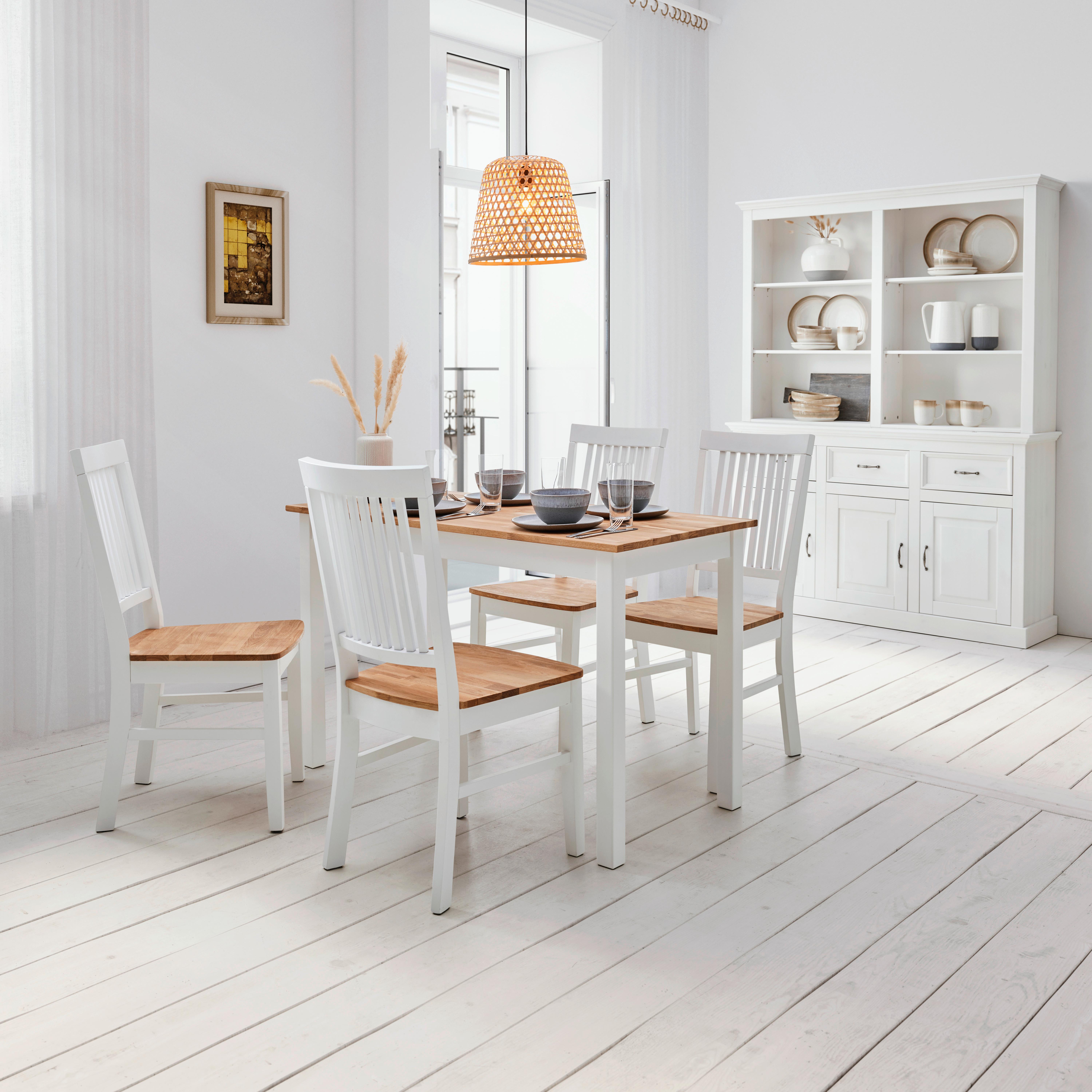 Esstisch Antalia in Holz Eiche massiv ca. 120x60 cm - Naturfarben/Weiß, MODERN, Holz (120/60/75cm) - Bessagi Home