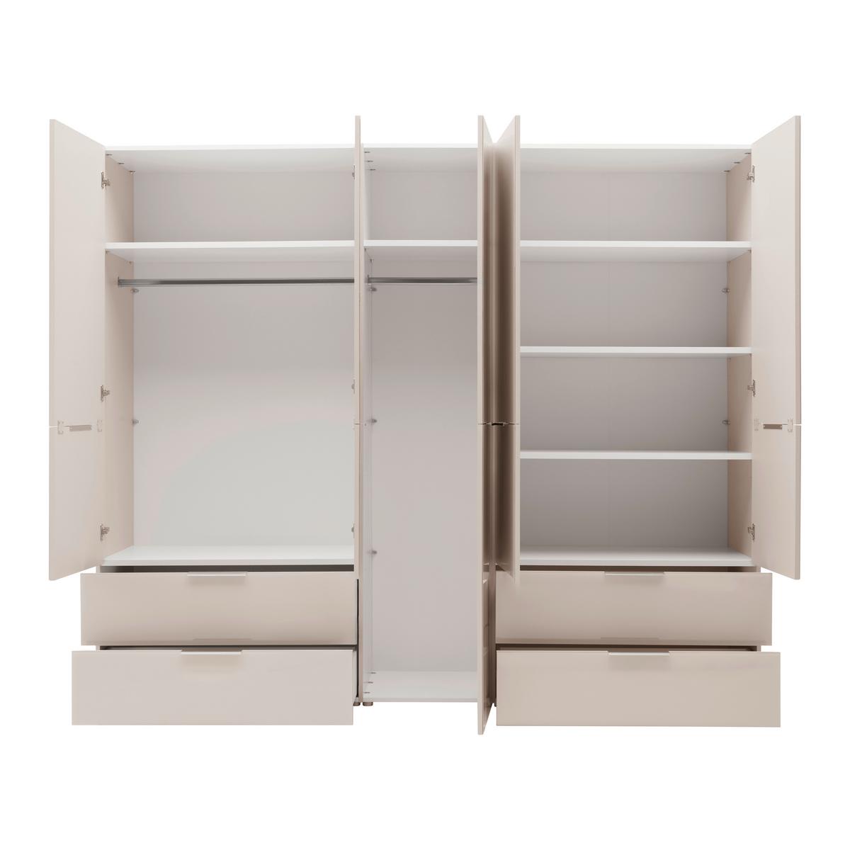 Drehtürenschrank Siena Kaschmir - Kaschmir/Chromfarben, KONVENTIONELL, Glas/Holzwerkstoff (250/212/57cm) - Premium Living