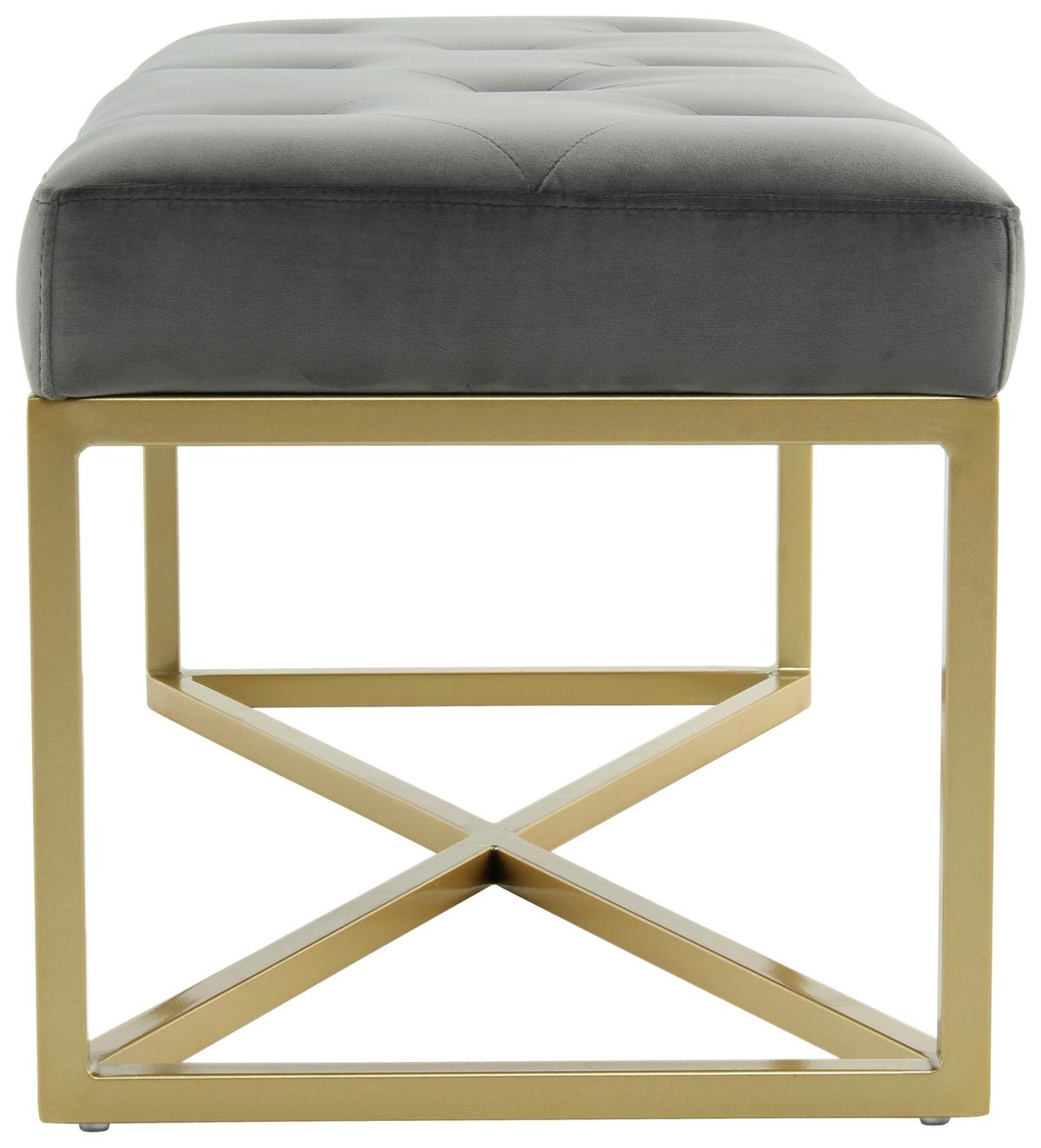 SITZBANK DIAZ 100 GRAU / GOLD - Goldfarben/Grau, Design, Holzwerkstoff/Textil (40/40/90cm) - Kayoom