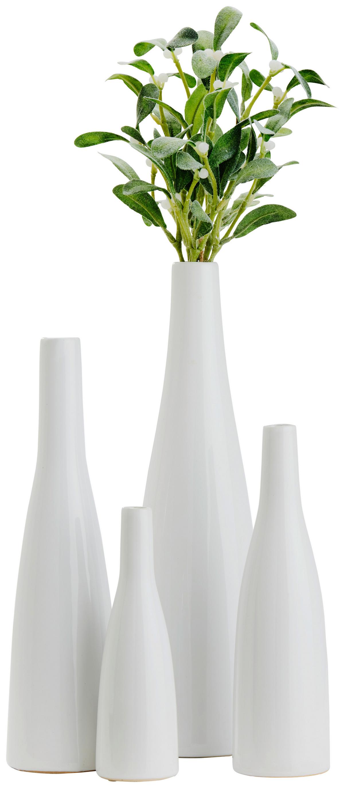 Vase Plancio in Weiß - Weiß, MODERN, Keramik (5,5/20.5cm) - Modern Living