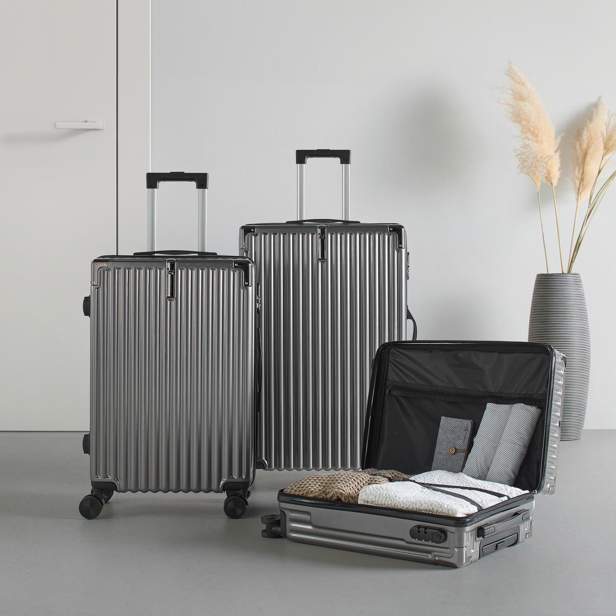 Reisekofferset Palermo Dunkelgrau, 3-tlg. - Dunkelgrau, KONVENTIONELL, Kunststoff - Mömax